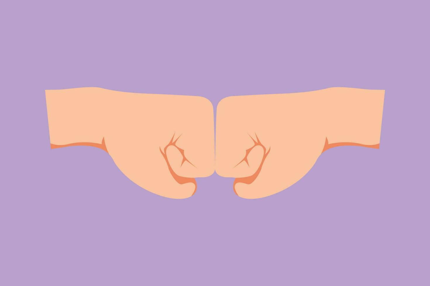 Character flat drawing hands of two men pumping their fists. Sign or symbol of power, hitting, attack, force. Communication with hand gestures for human education. Cartoon design vector illustration