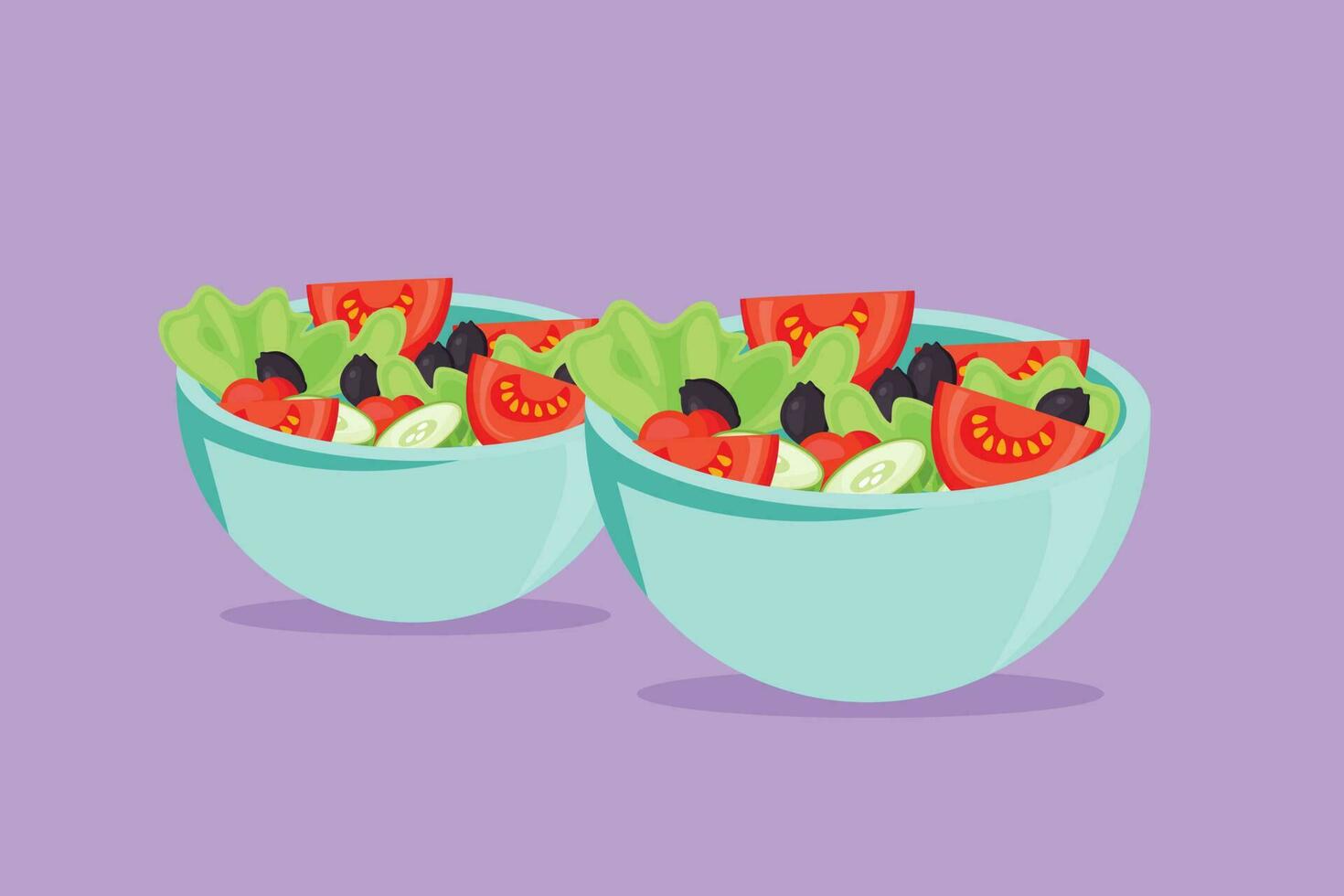 Character flat drawing fresh delicious vegan salad restaurant logo emblem. Healthy food cafe shop logotype template label symbol concept for food delivery service. Cartoon design vector illustration