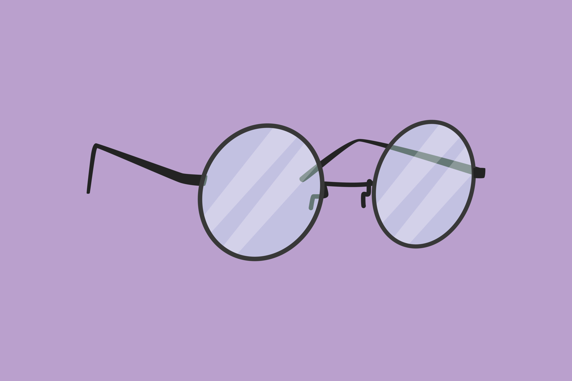 Graphic Flat Design Drawing Vintage Or Retro Glasses With Circle Frame Graphic Flat Design Drawing Vintage Or Retro Glasses With Circle Frame Logo Round Black Rimmed Glasses Side Of Myopia Glasses Round Frame With Black Glasses Legs Cartoon Style Illustration Vector