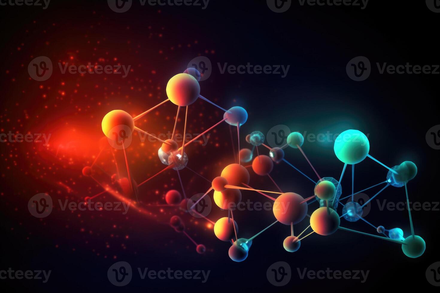 Molecular structure with connections between atoms. photo