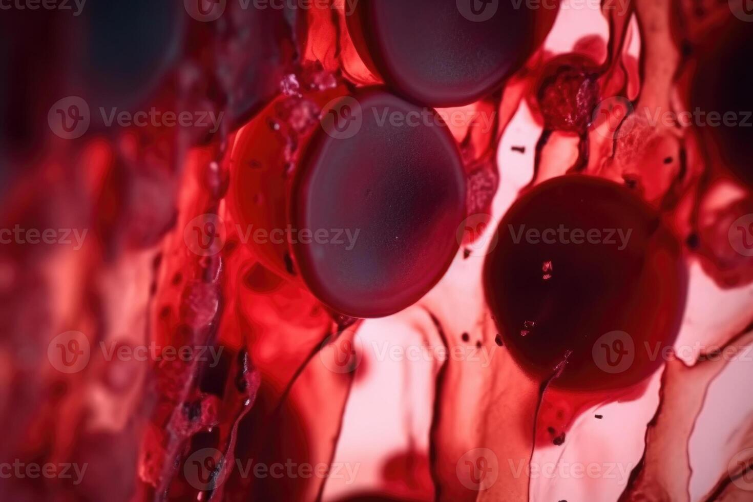 Macro shot of red blood cells in artery. photo