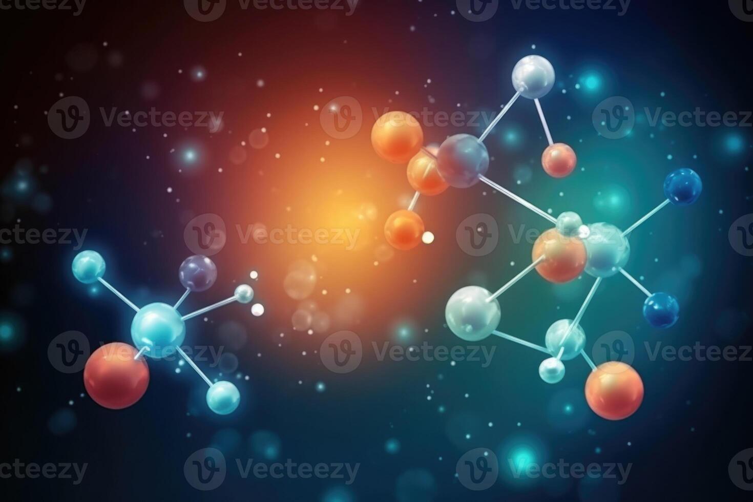 Molecular structure with connections between atoms. photo