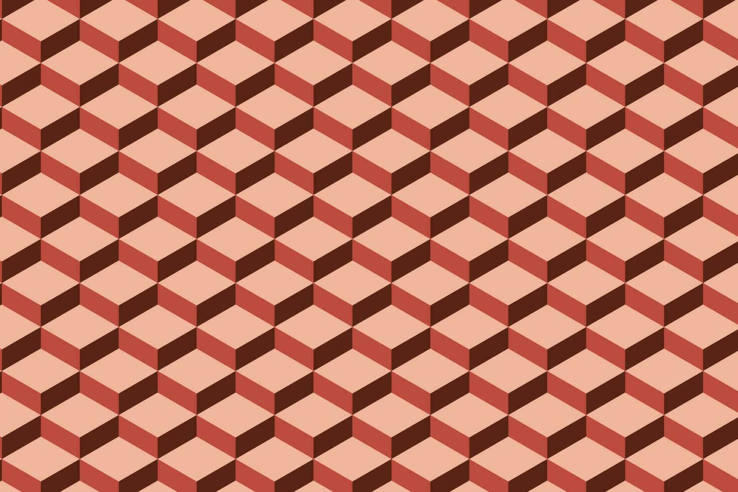 3d red cube seamless pattern. Isometric blocks vector background.