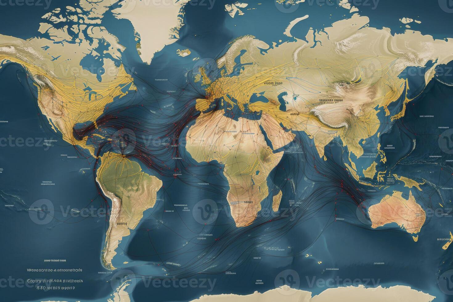 World map with weather forecast application. photo