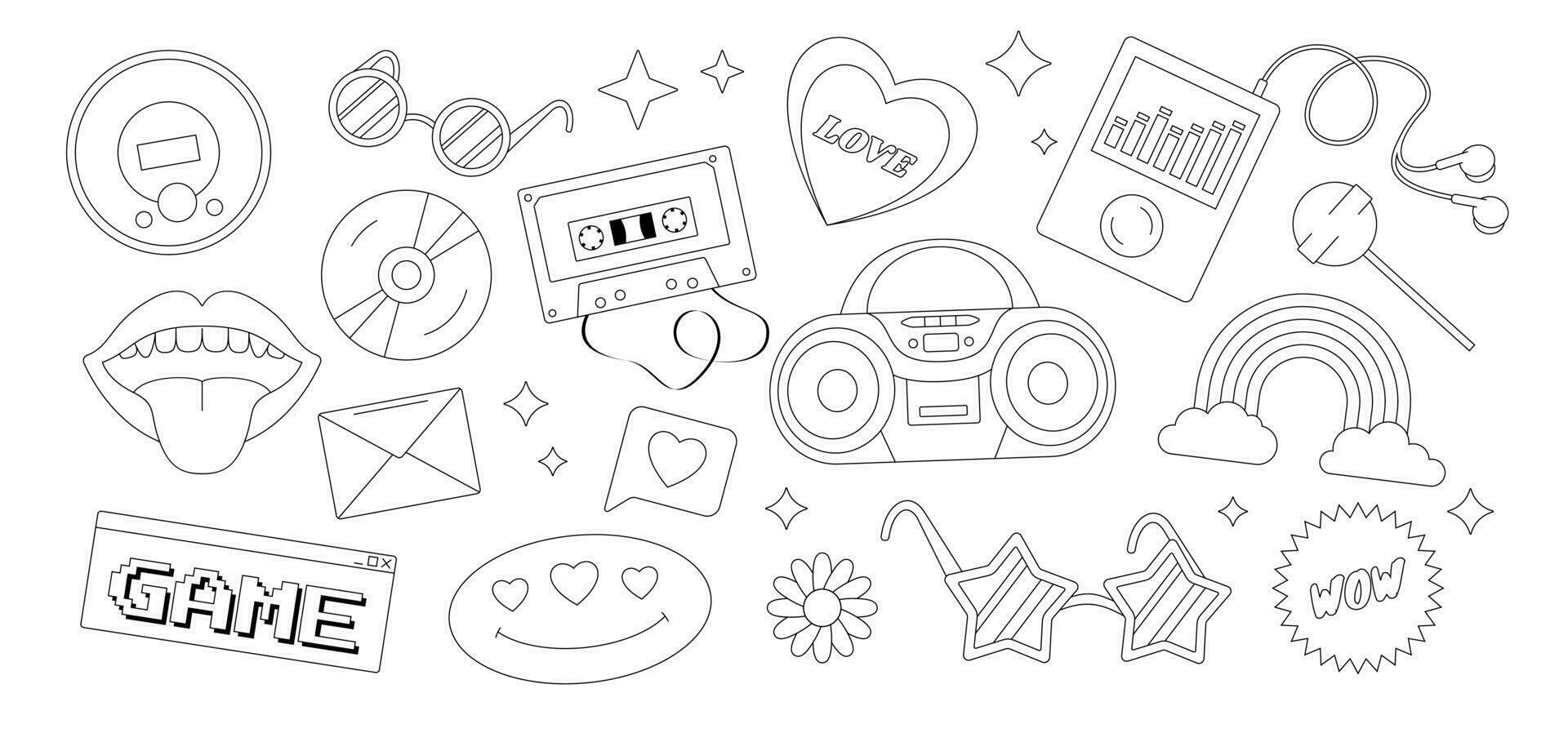 Set of Y2K Style Objects and Elements vector