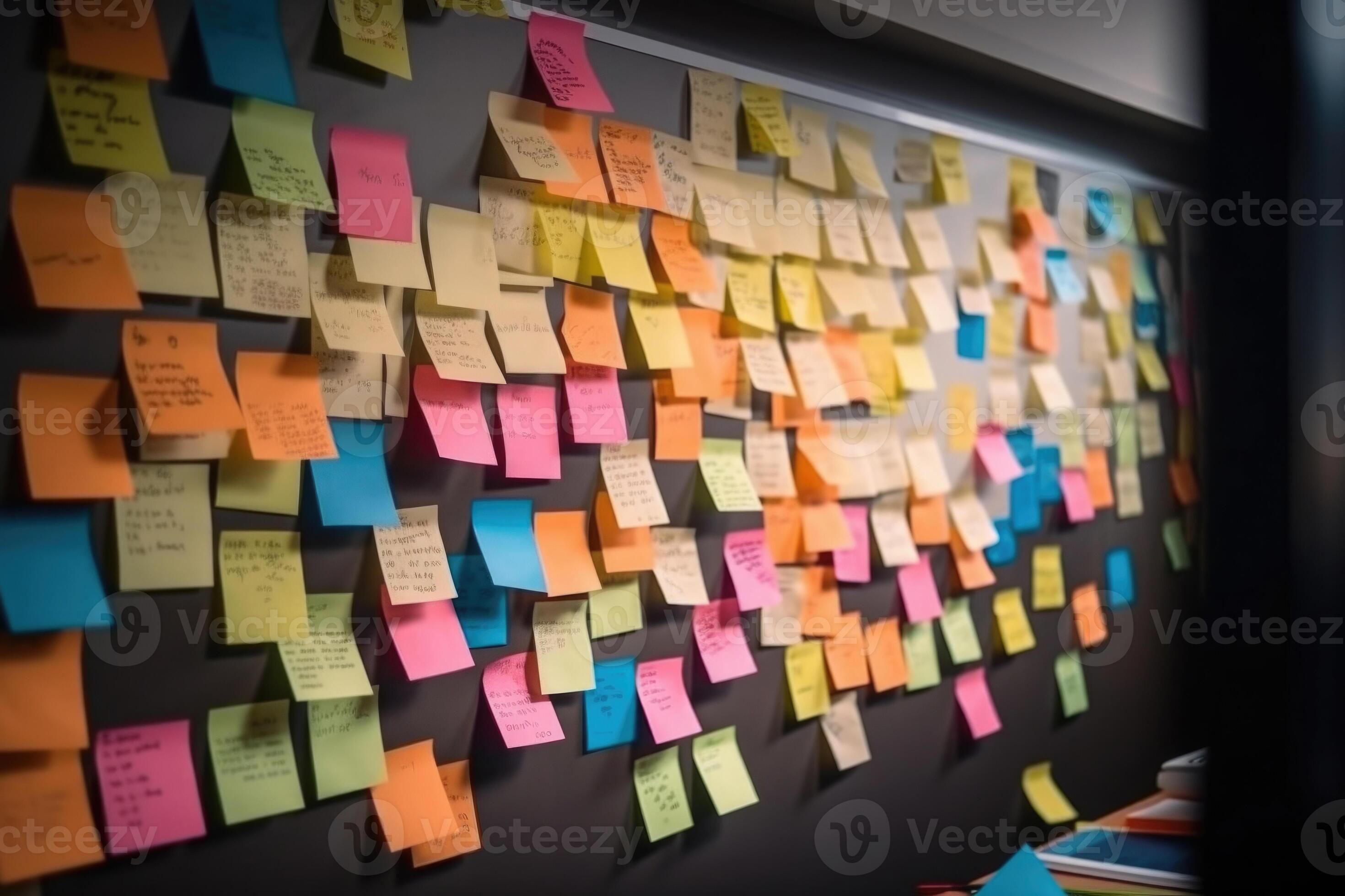 Sticky notes board in office. 23603552 Stock Photo at Vecteezy