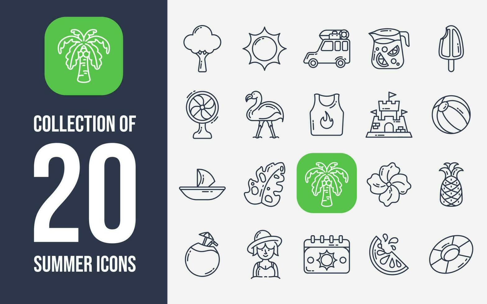 Collection of 20 Summer Icons vector