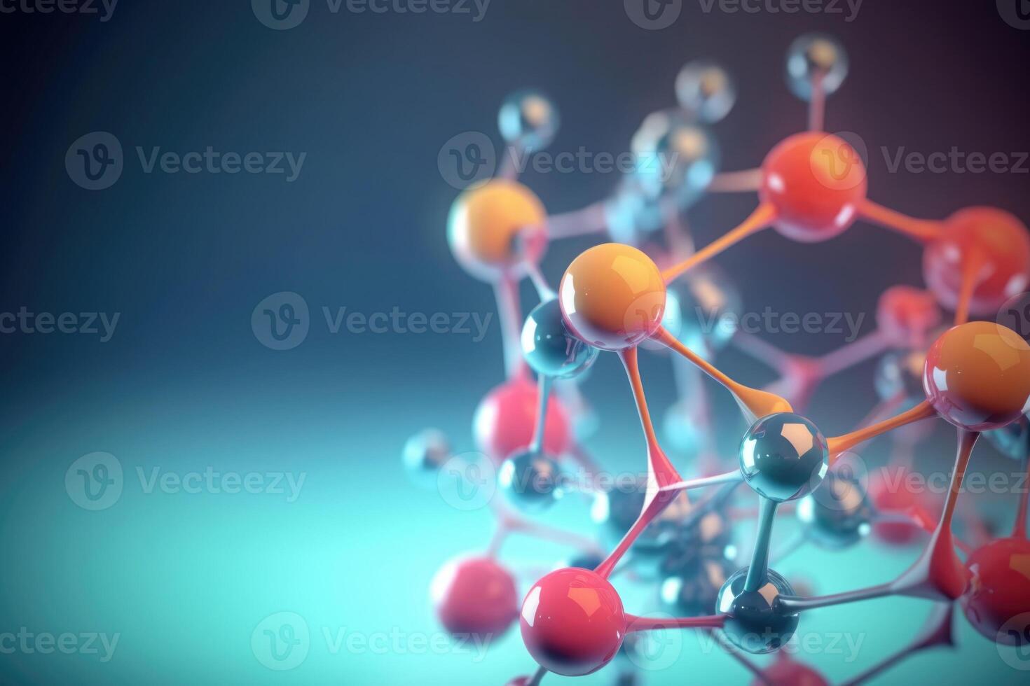 Molecular structure with connections between atoms. photo