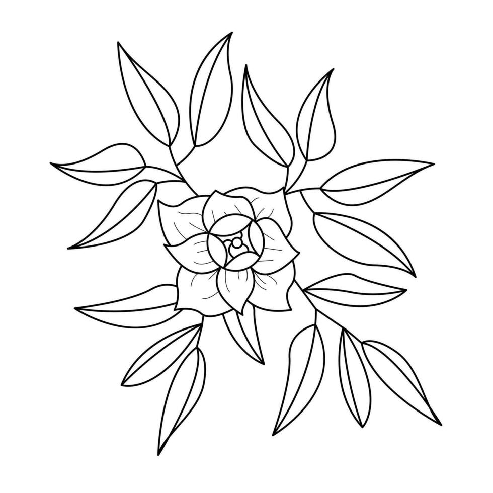 Floral doodle flower arrangement in outline style vector