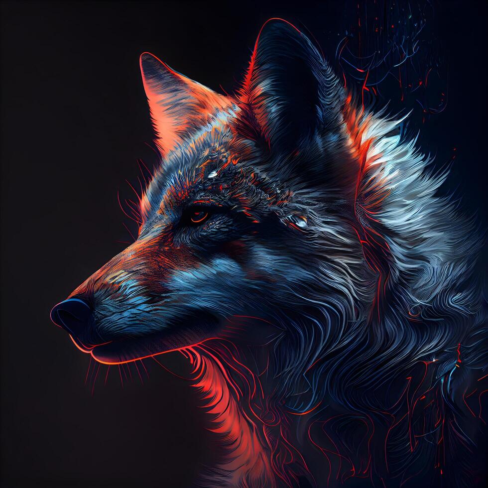 Download Neon Cool Blue Wolf Phone Wallpaper | Wallpapers.com