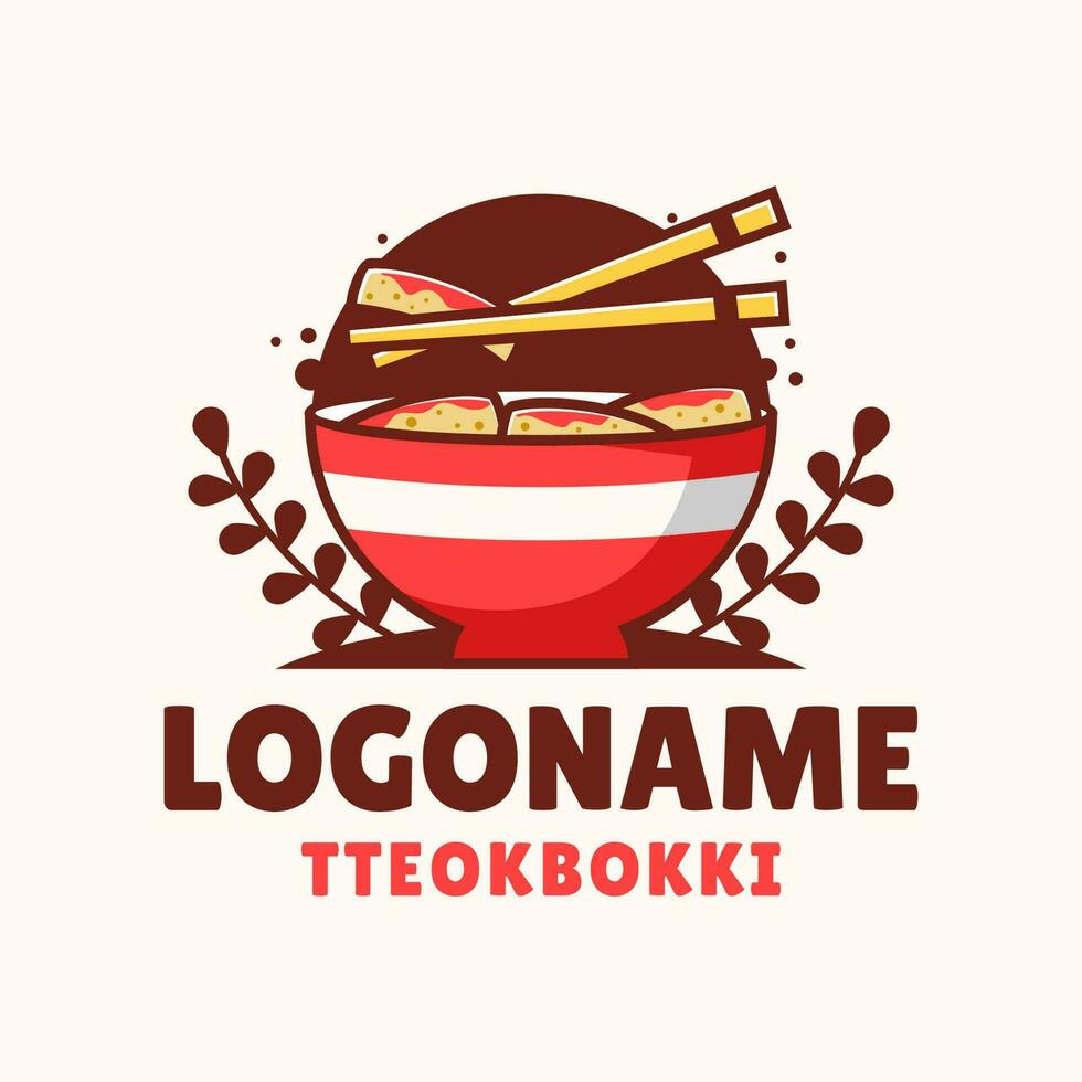 tteokbokki logo plantilla, adecuado para restaurante, cafetería, y tienda vector