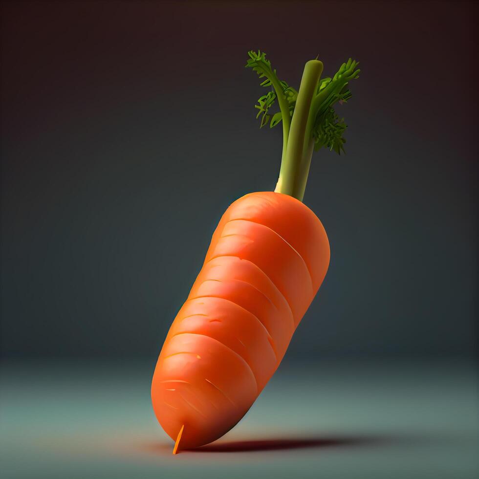 Carrot with sprouts isolated on black background. 3d illustration, Image photo