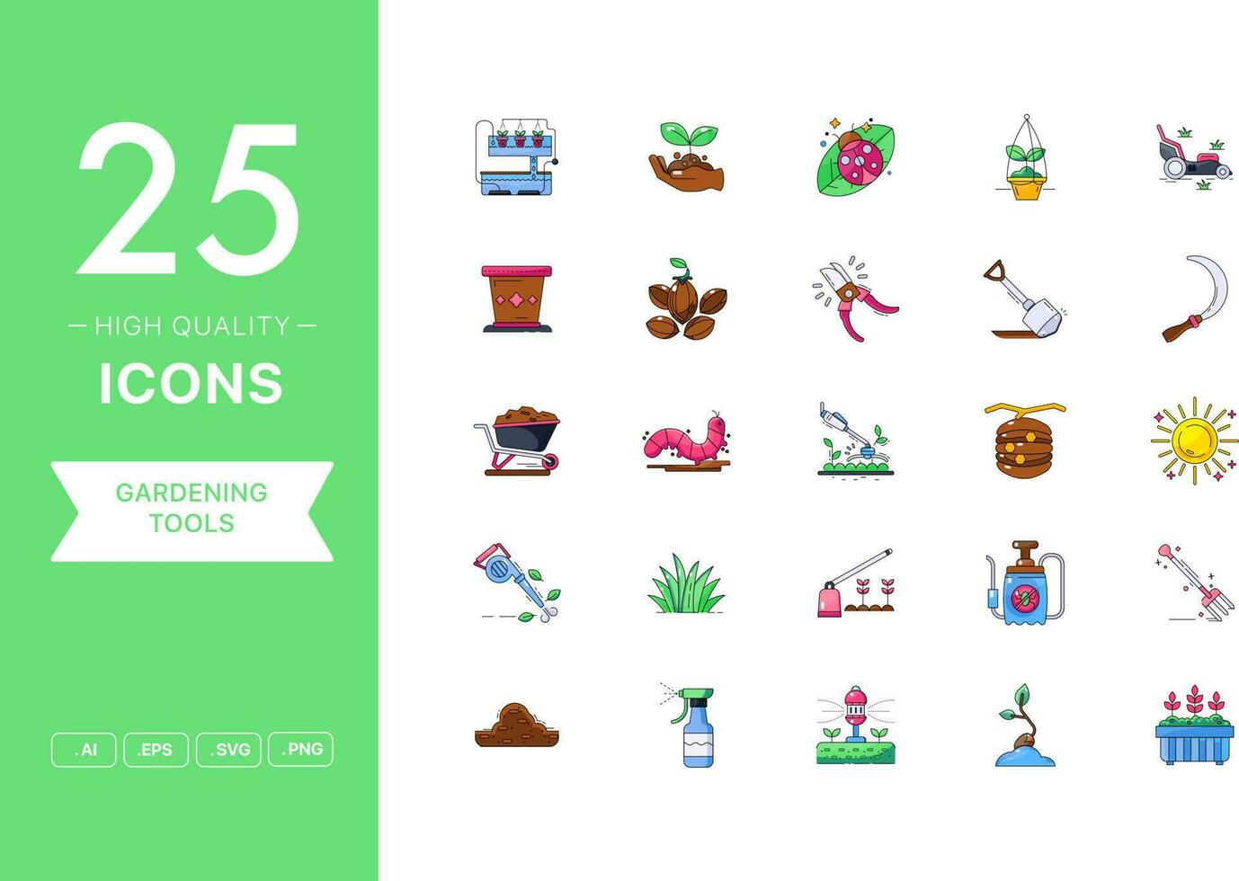 Vector set of Gardening  icons