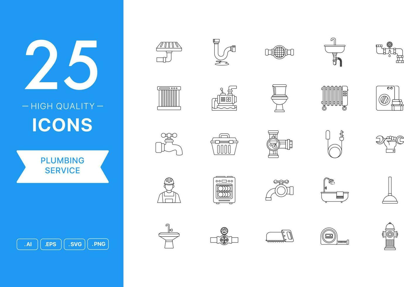 Vector set of Plumbing Service icons