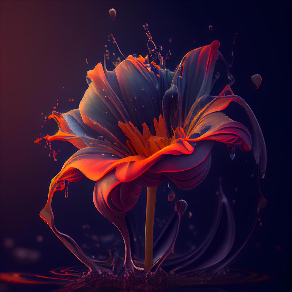 Abstract flower on a dark background. 3D rendering. Digital illustration., Image photo