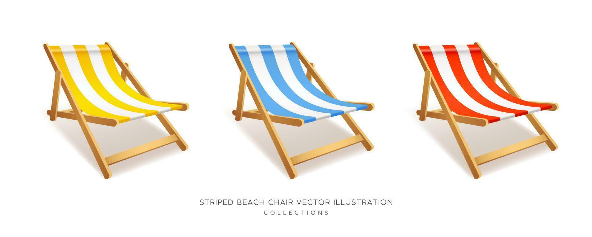 Striped beach chair collections isolated on white background. eps 10 vector illustration