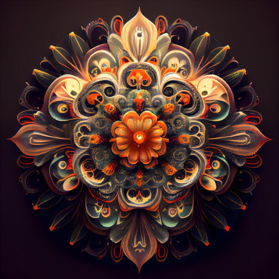 Abstract fractal mandala. Psychedelic digital art. 3D rendering., Image photo