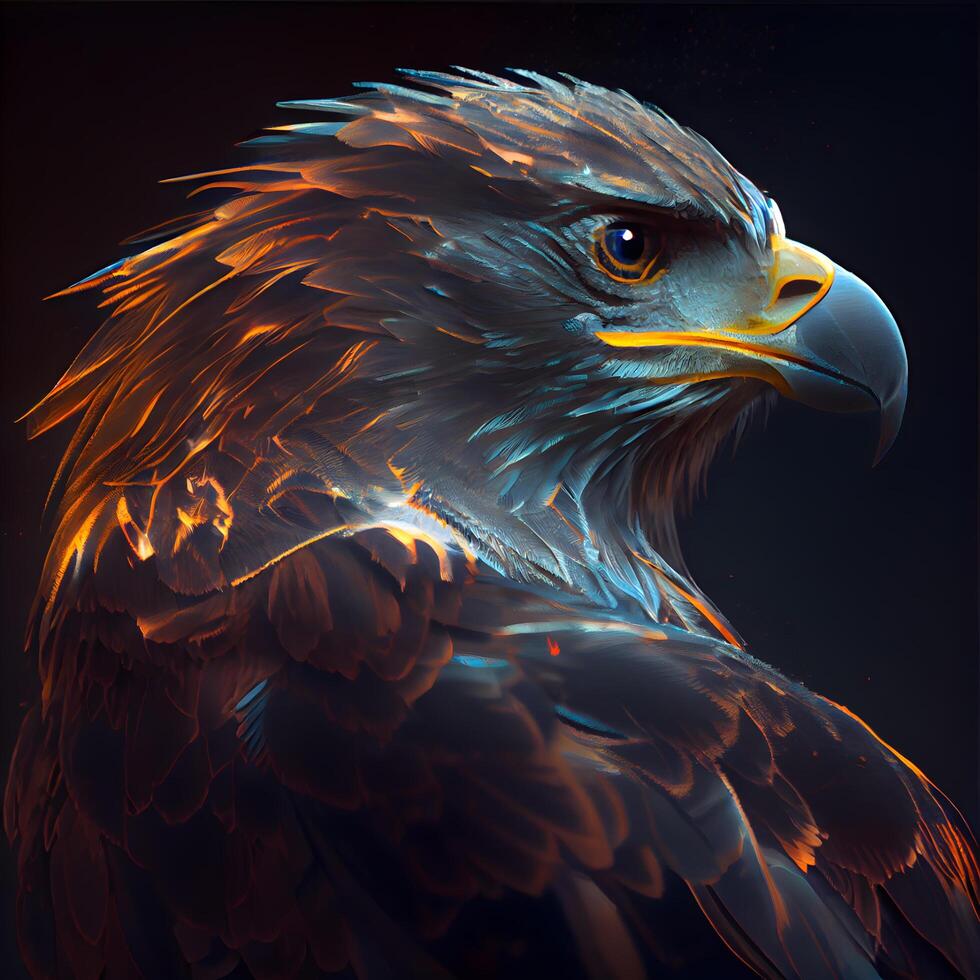Eagle head on a black background. 3d rendering, 3d illustration., Image photo