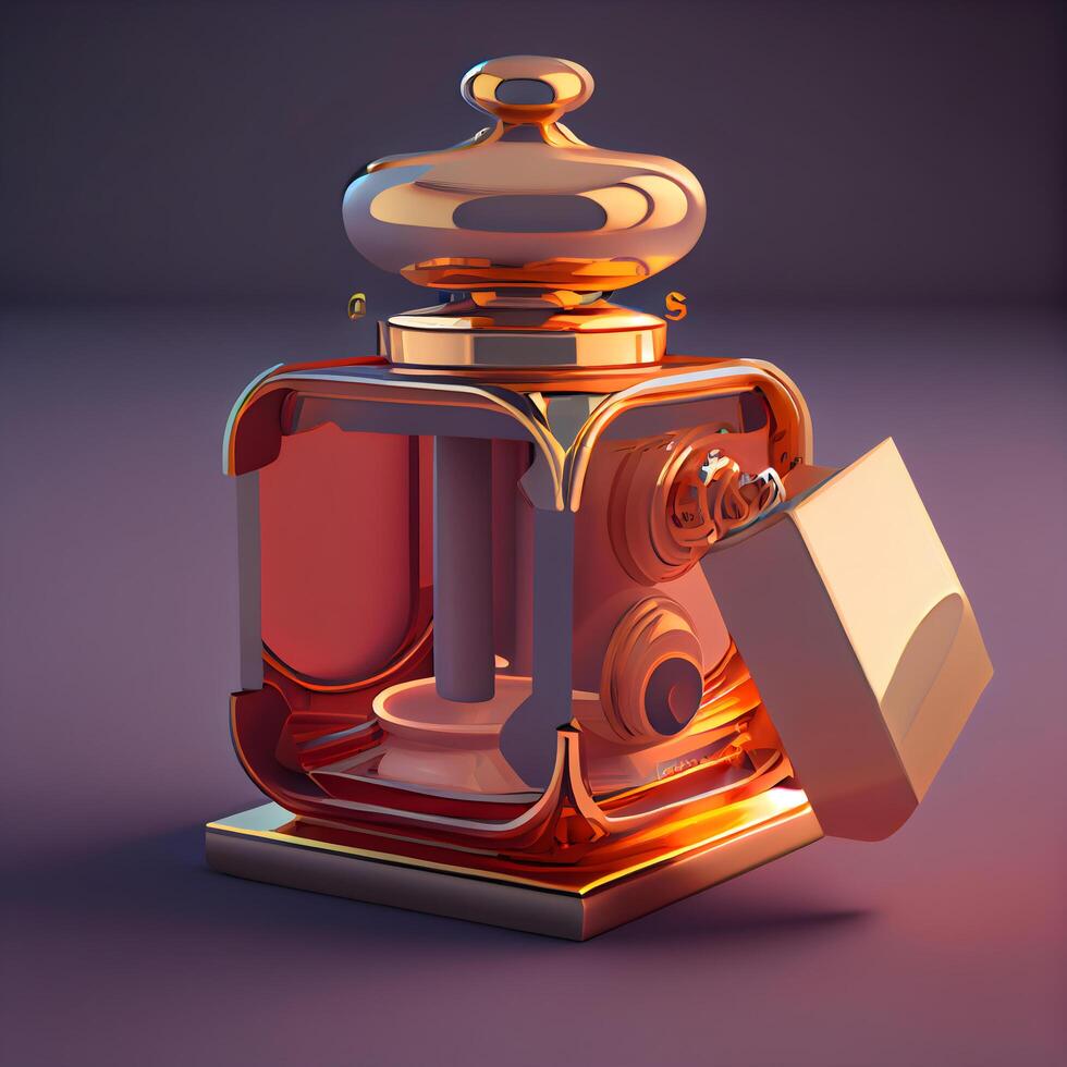 Antique clock on the wooden floor. 3d render illustration., Image photo