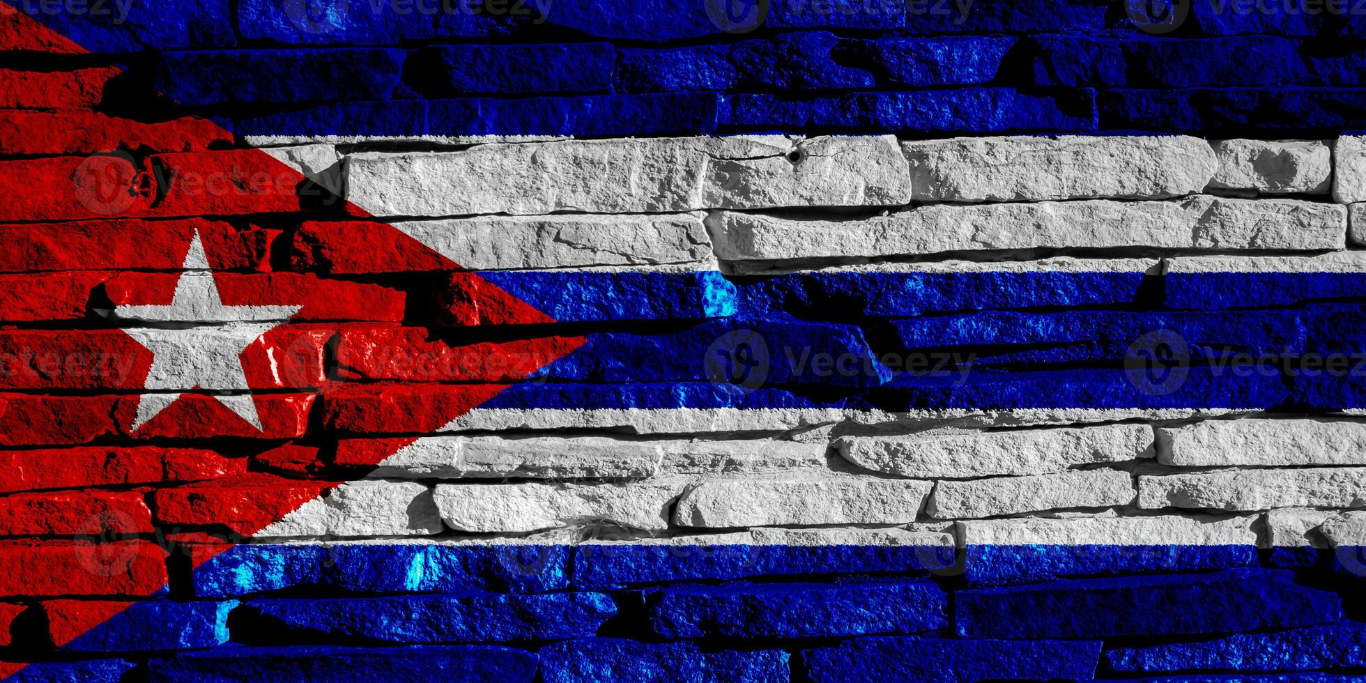 Flag of Cuba on a textured background. Concept collage. photo