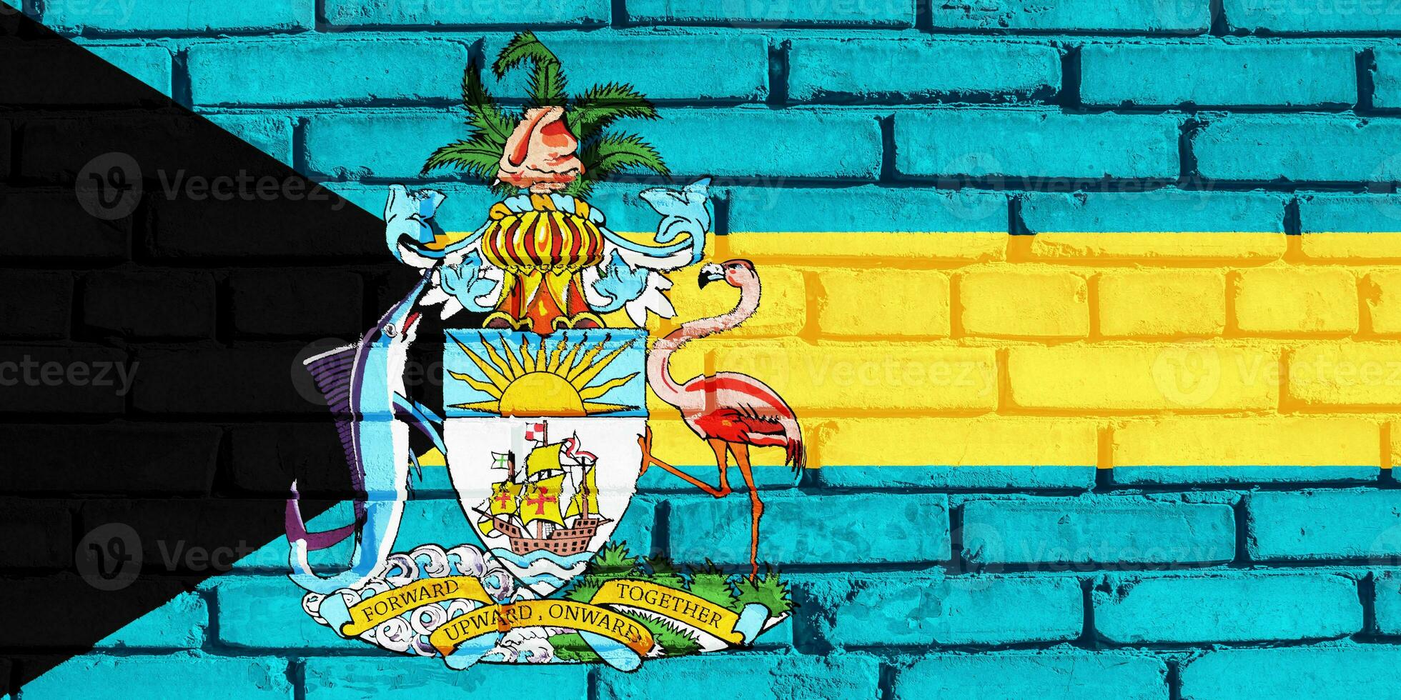 Flag of the Bahamas on a textured background. Concept collage. photo