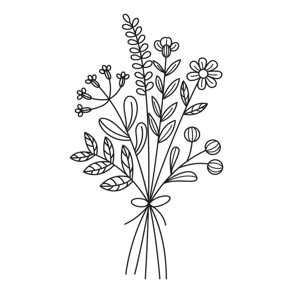 flower  line art drawing with abstract shape. Abstract Plant Art design for print, cover, wallpaper, Minimal and natural wall art. vector