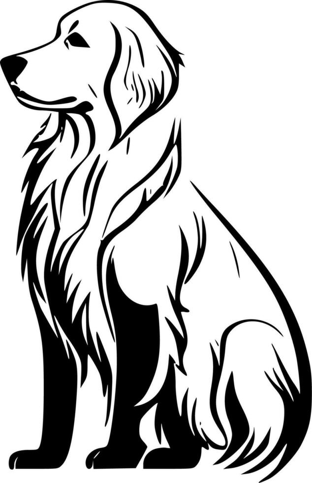 Golden Retriever - Black and White Isolated Icon - Vector illustration