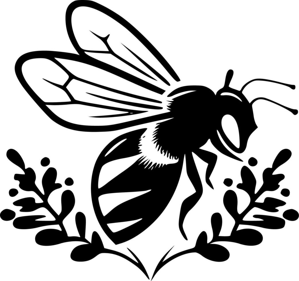Honeybee - Black and White Isolated Icon - Vector illustration