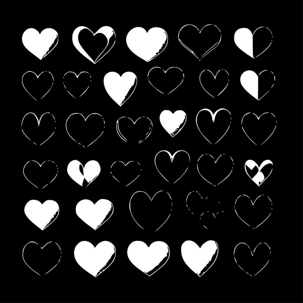 corazones, negro y blanco vector ilustración