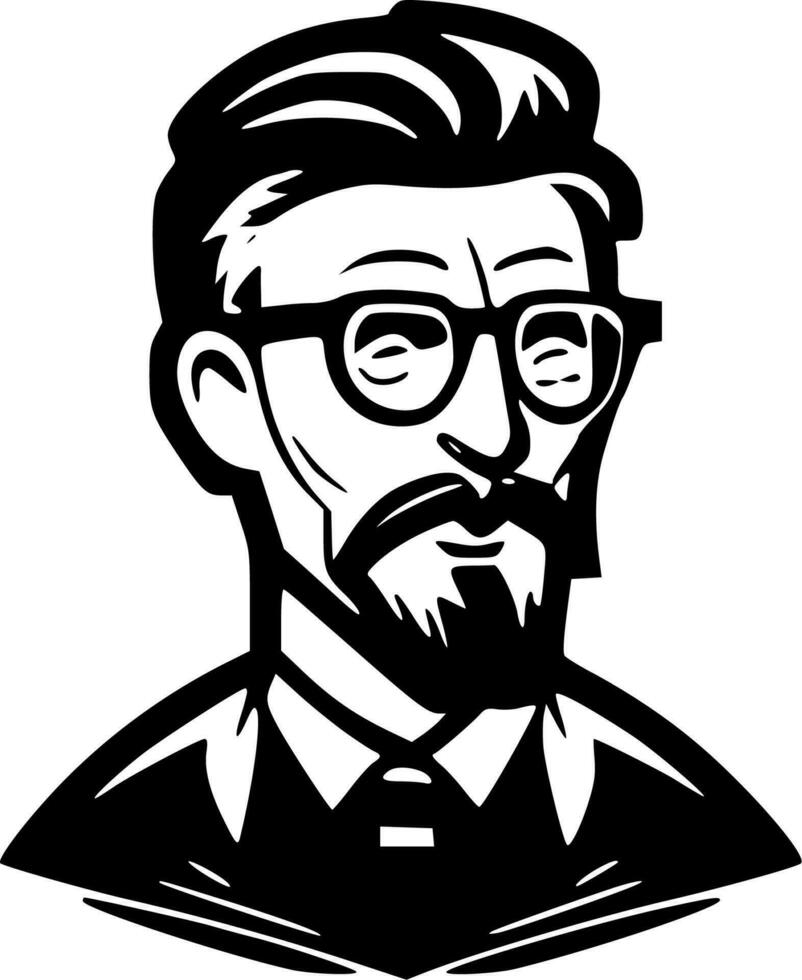Teacher, Black and White Vector illustration