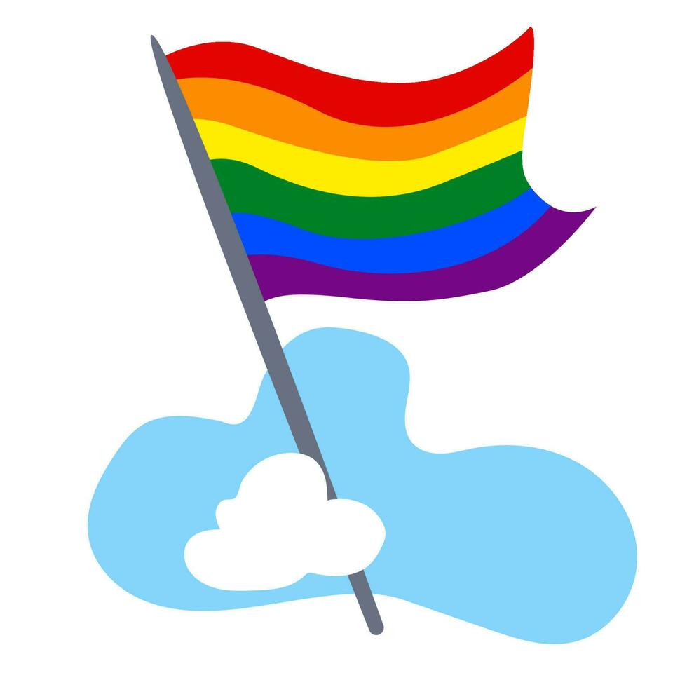 Rainbow flag in the sky. Pride month celebration. vector