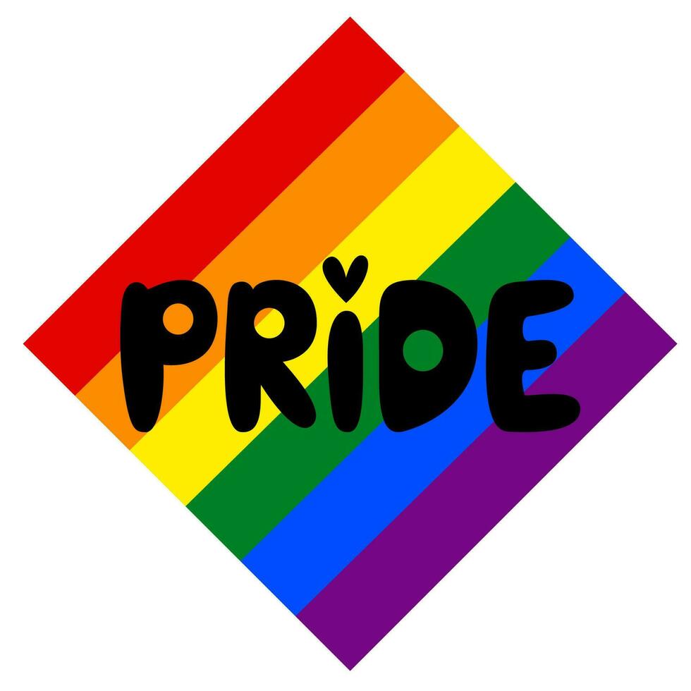 Pride month celebration. Pride  lettering rainbow flag background for banner, greeting card. vector