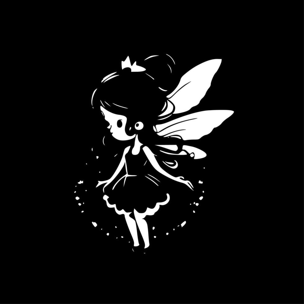 Fairy - Black and White Isolated Icon - Vector illustration