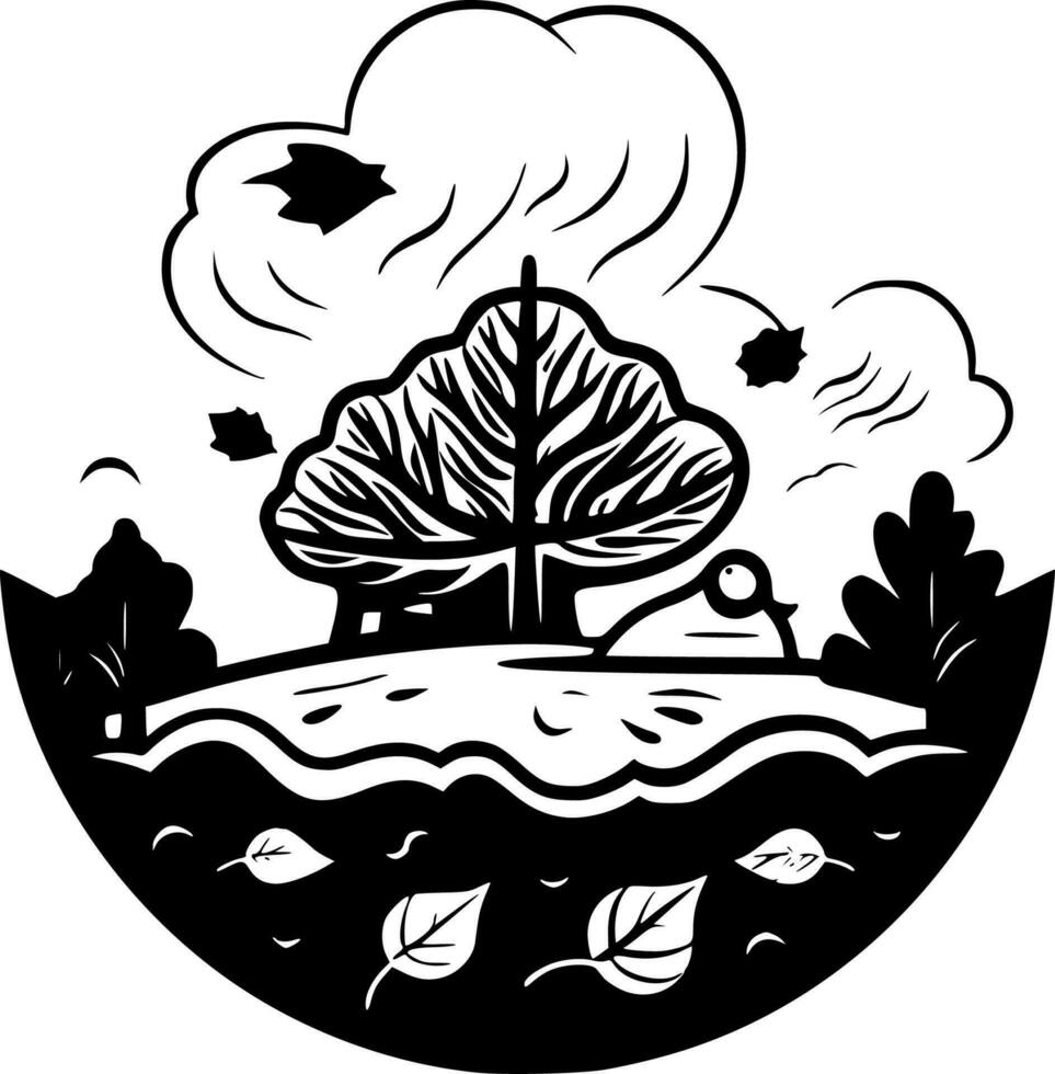 Fall, Black and White Vector illustration