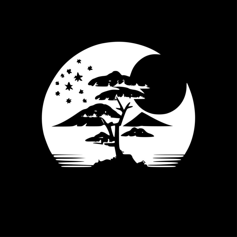 Japan, Black and White Vector illustration