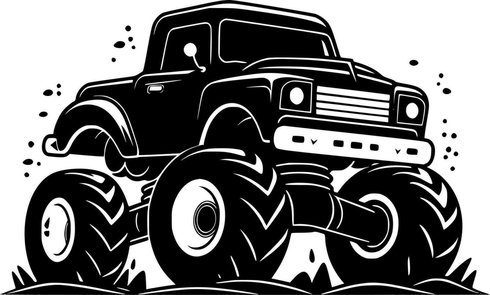 Monster Truck - Black and White Isolated Icon - Vector illustration