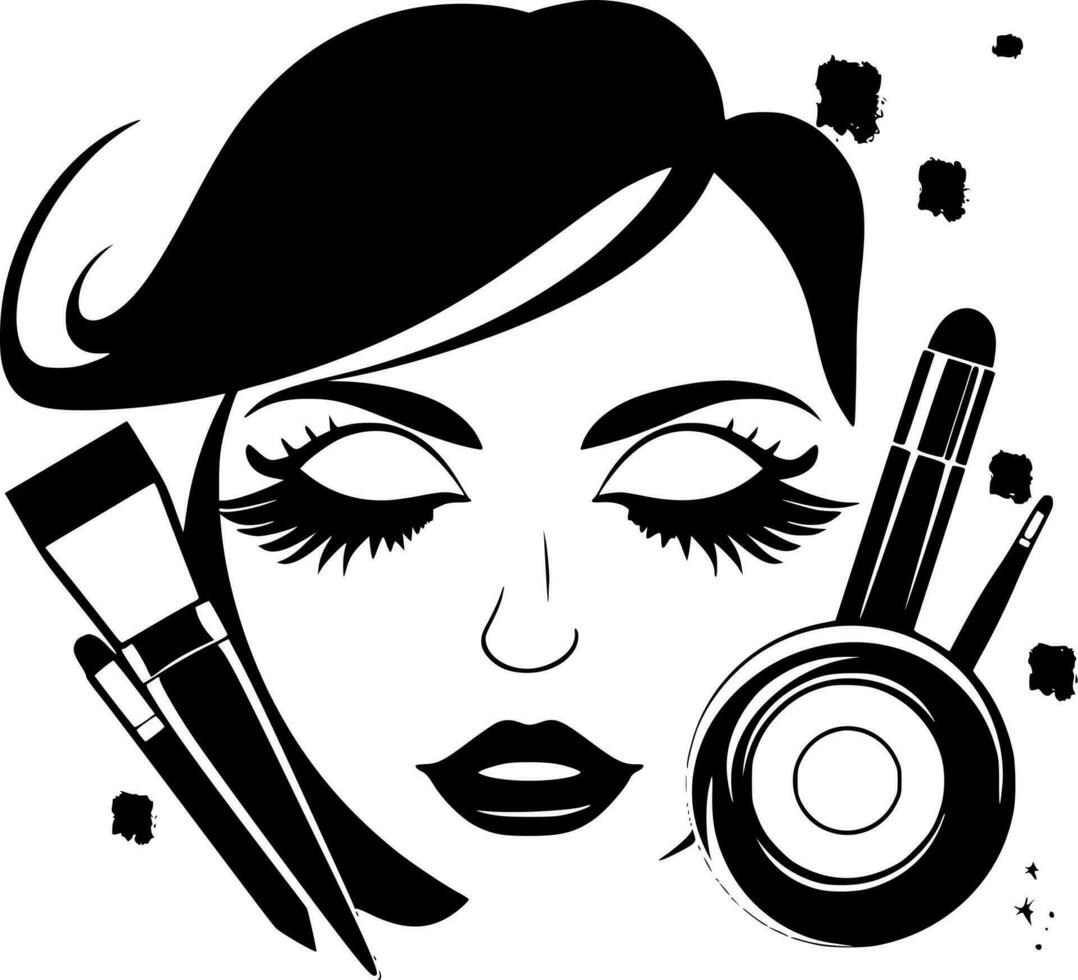 maquillaje - minimalista y plano logo - vector ilustración