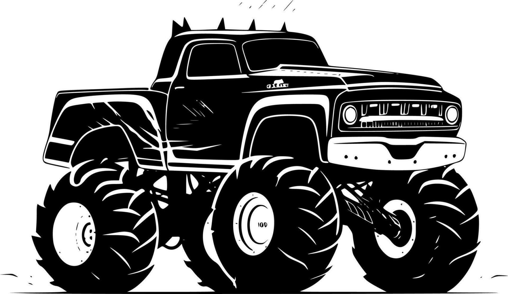 Monster Truck, Minimalist and Simple Silhouette - Vector illustration