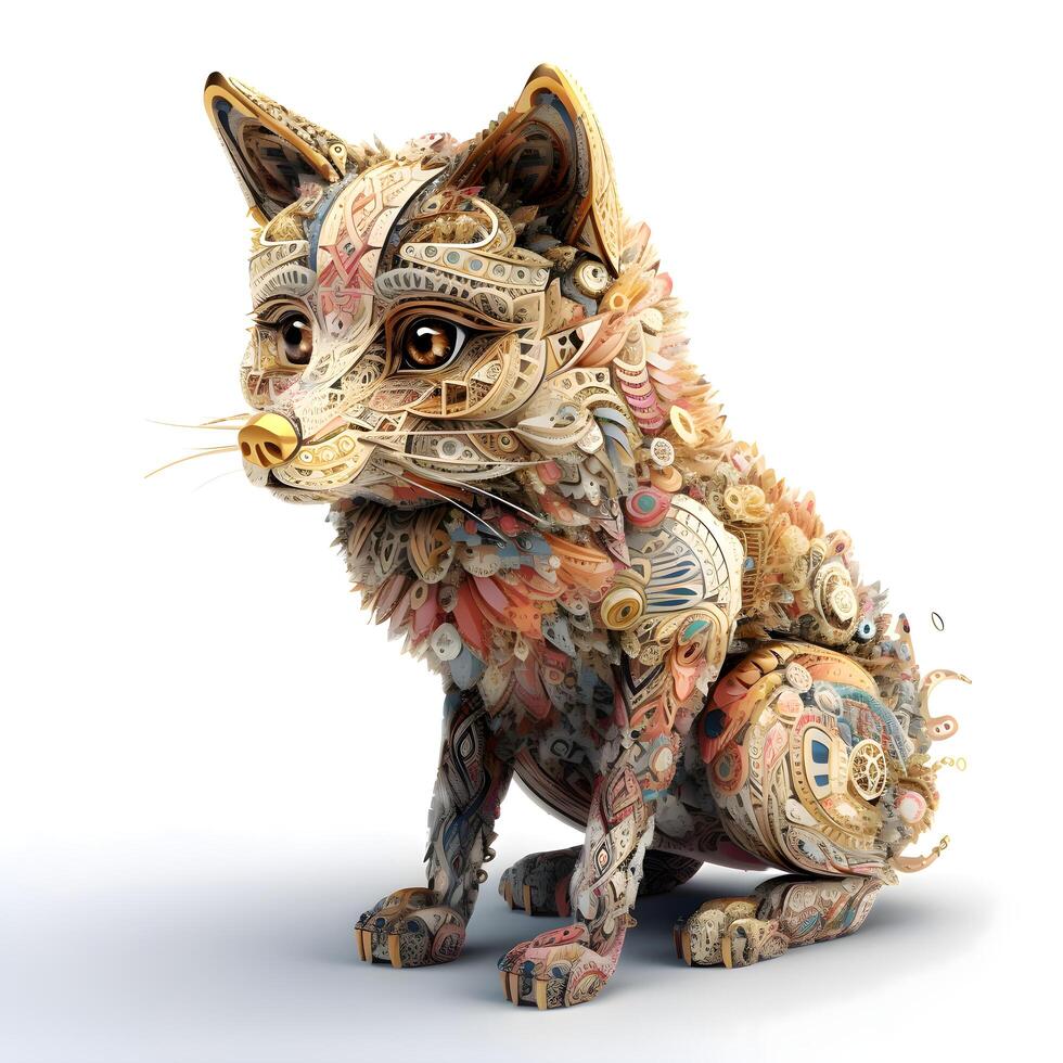 Lion statue on a white background. 3d render image., Image photo