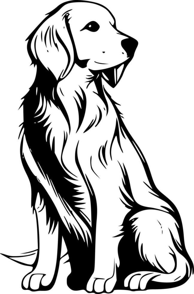 Golden Retriever - Black and White Isolated Icon - Vector illustration