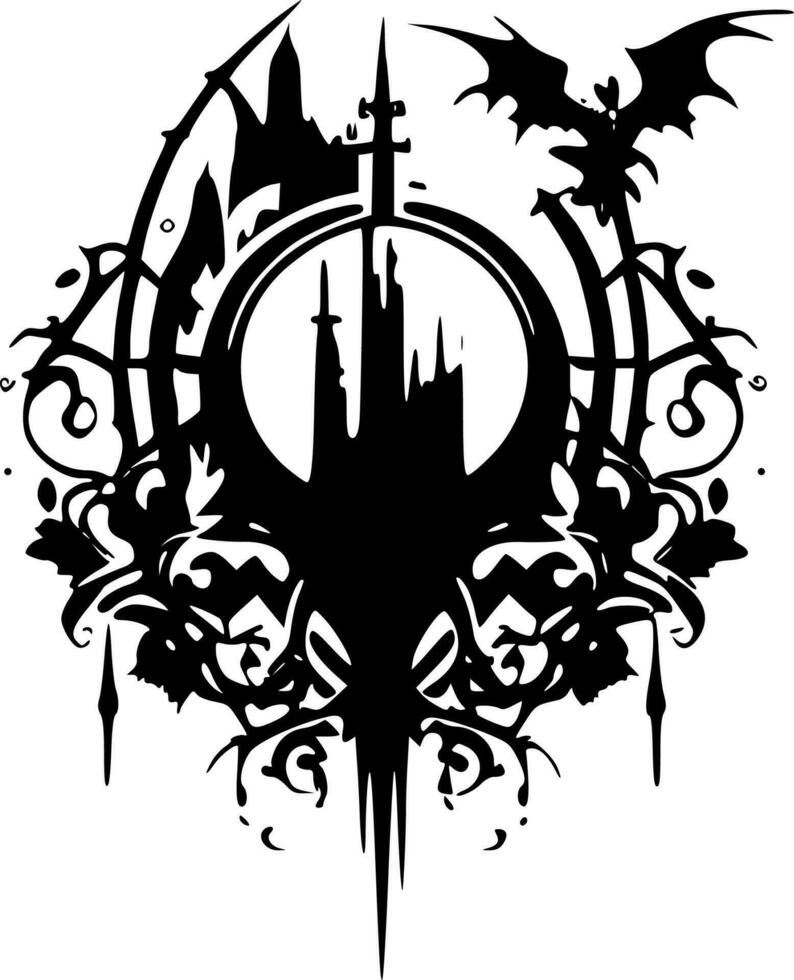 gótico - negro y blanco aislado icono - vector ilustración