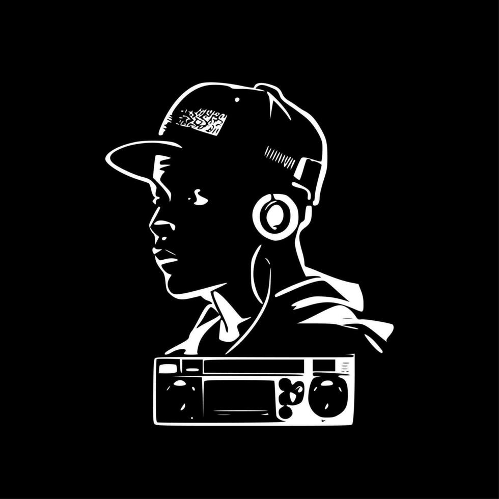 Hip Hop, Black and White Vector illustration