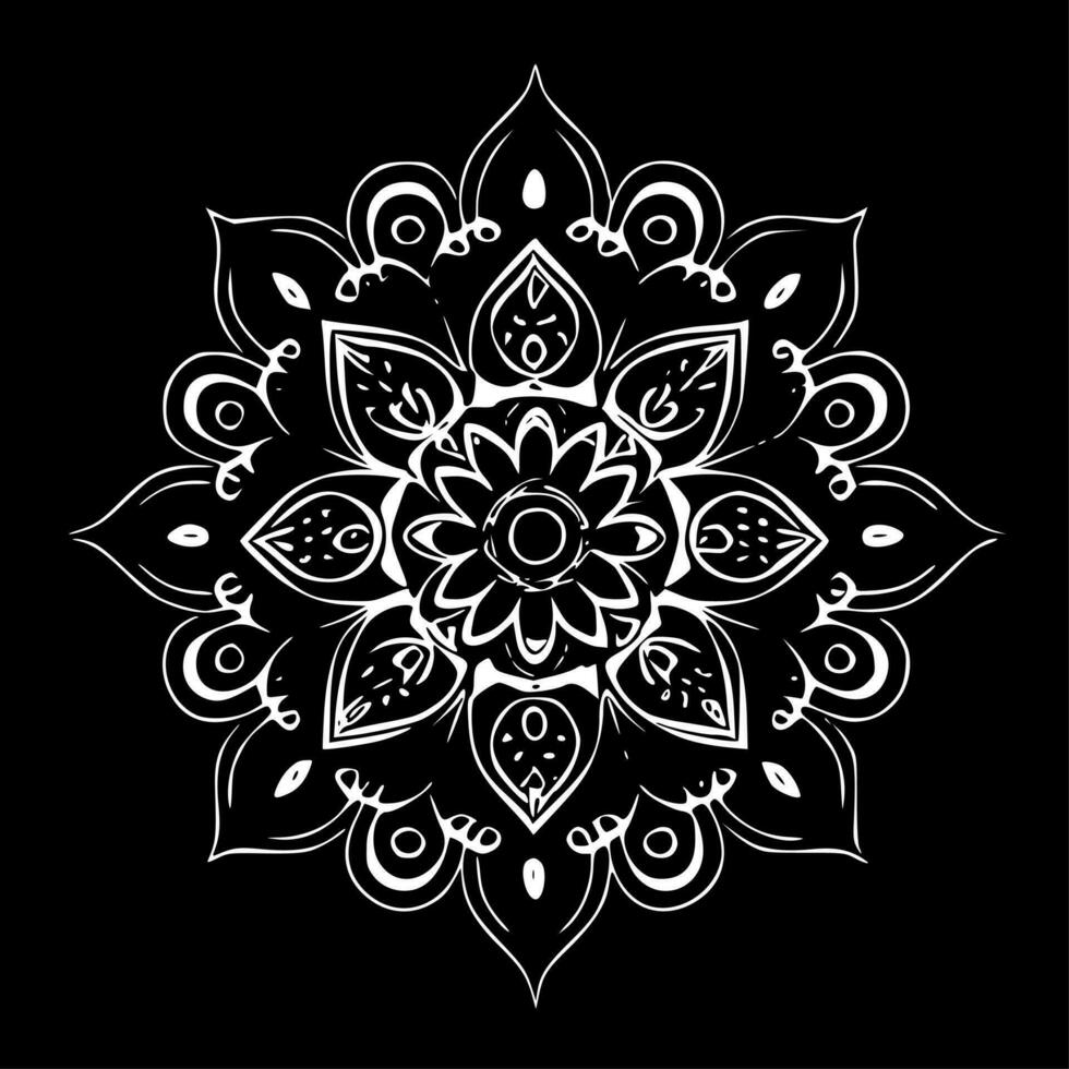 Mandala - Black and White Isolated Icon - Vector illustration