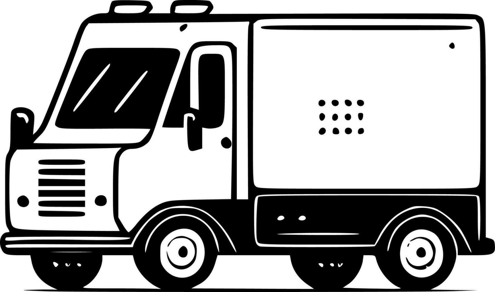 Truck, Black and White Vector illustration