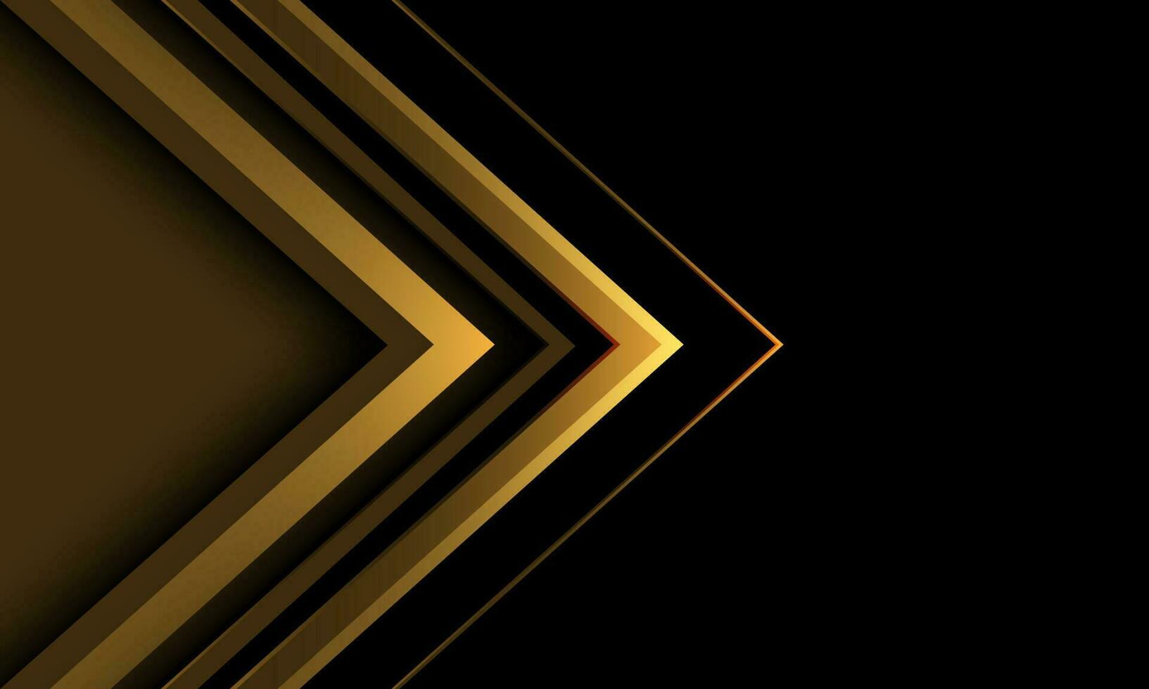 Abstract gold arrow line direction geometric on black blank space design modern luxury futuristic background vector