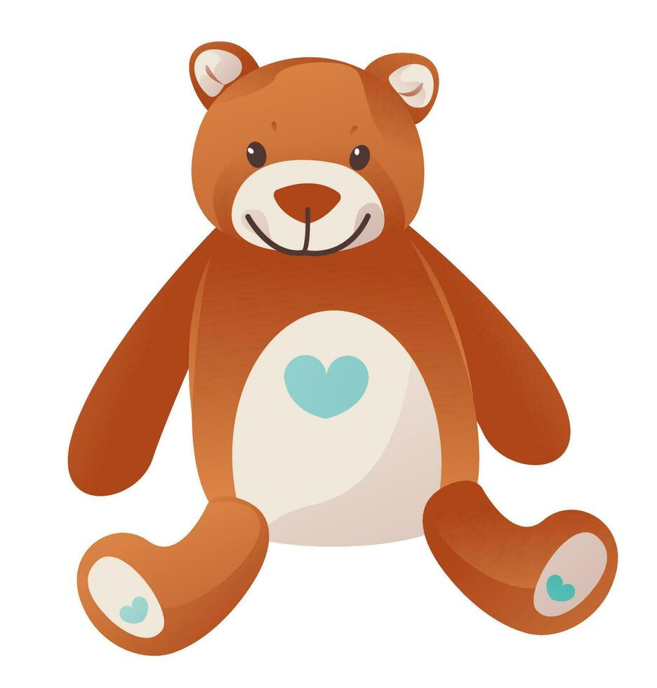 linda osito de peluche oso. felpa para niños juguete. dibujos animados vector ilustración.