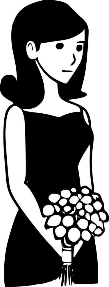 dama de honor - negro y blanco aislado icono - vector ilustración