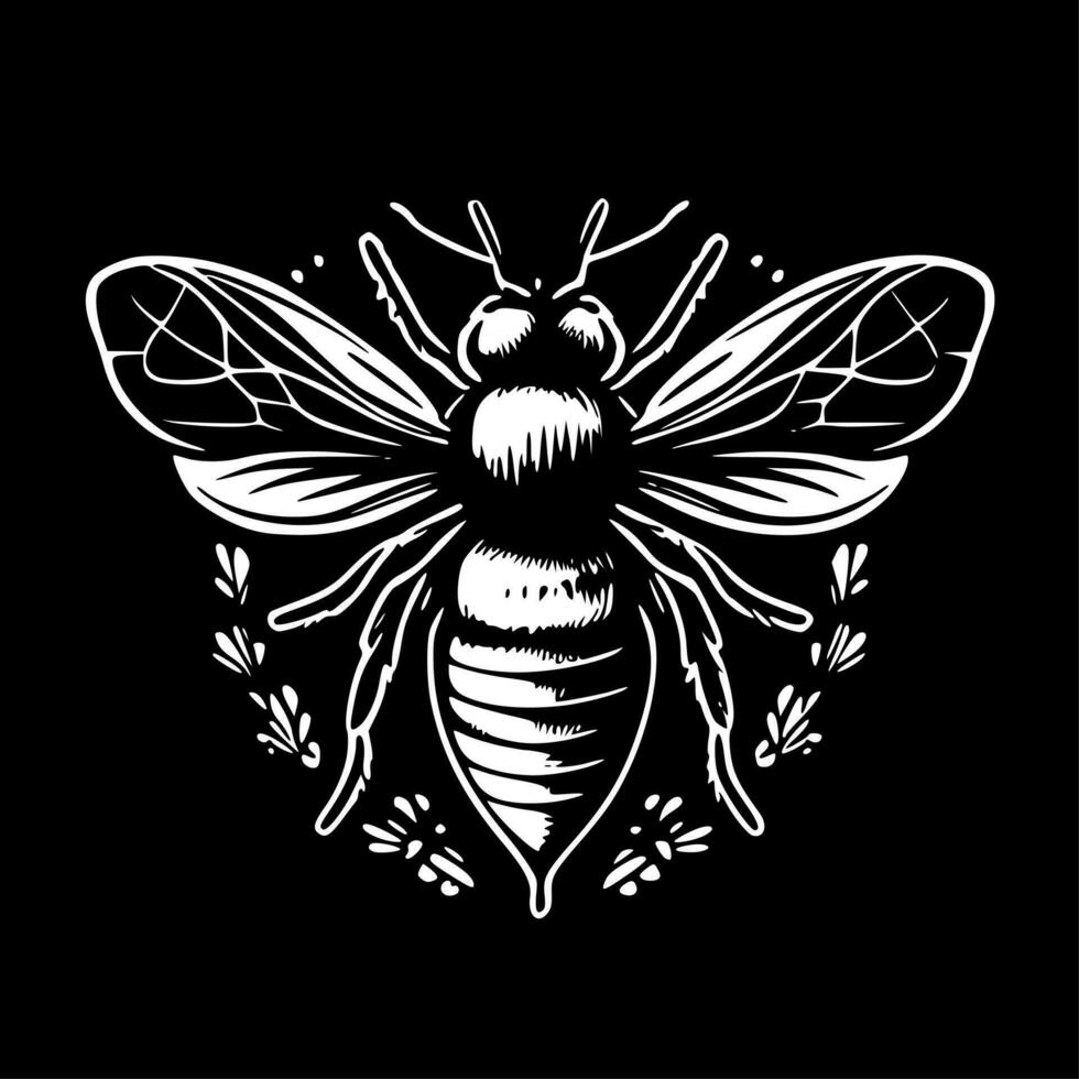 Honeybee - Black and White Isolated Icon - Vector illustration