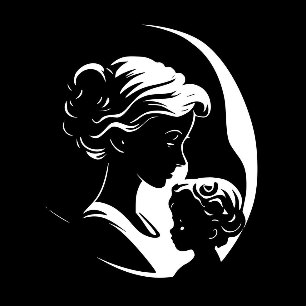Mother - Black and White Isolated Icon - Vector illustration