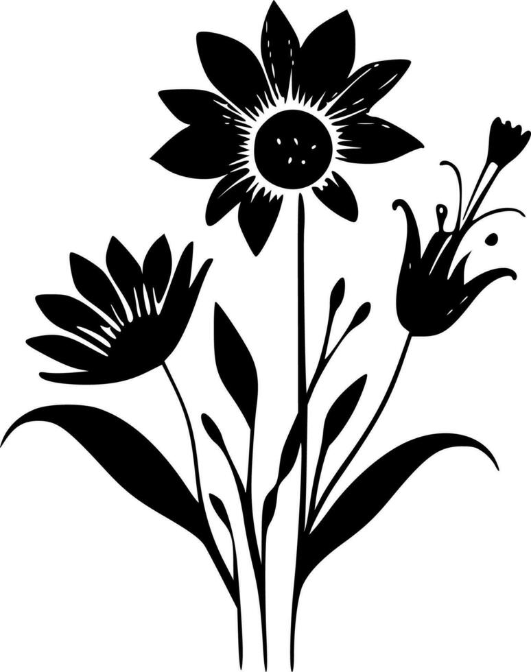 floral, negro y blanco vector ilustración